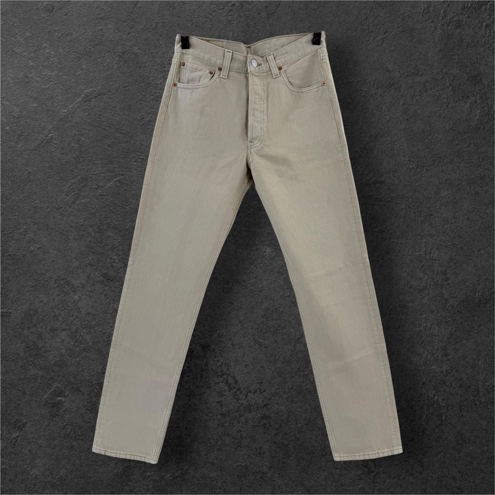 VTG 1998 Levis 501 Jeans Mens 29x34 Made in USA Khaki Tan Button Fly Denim NWT